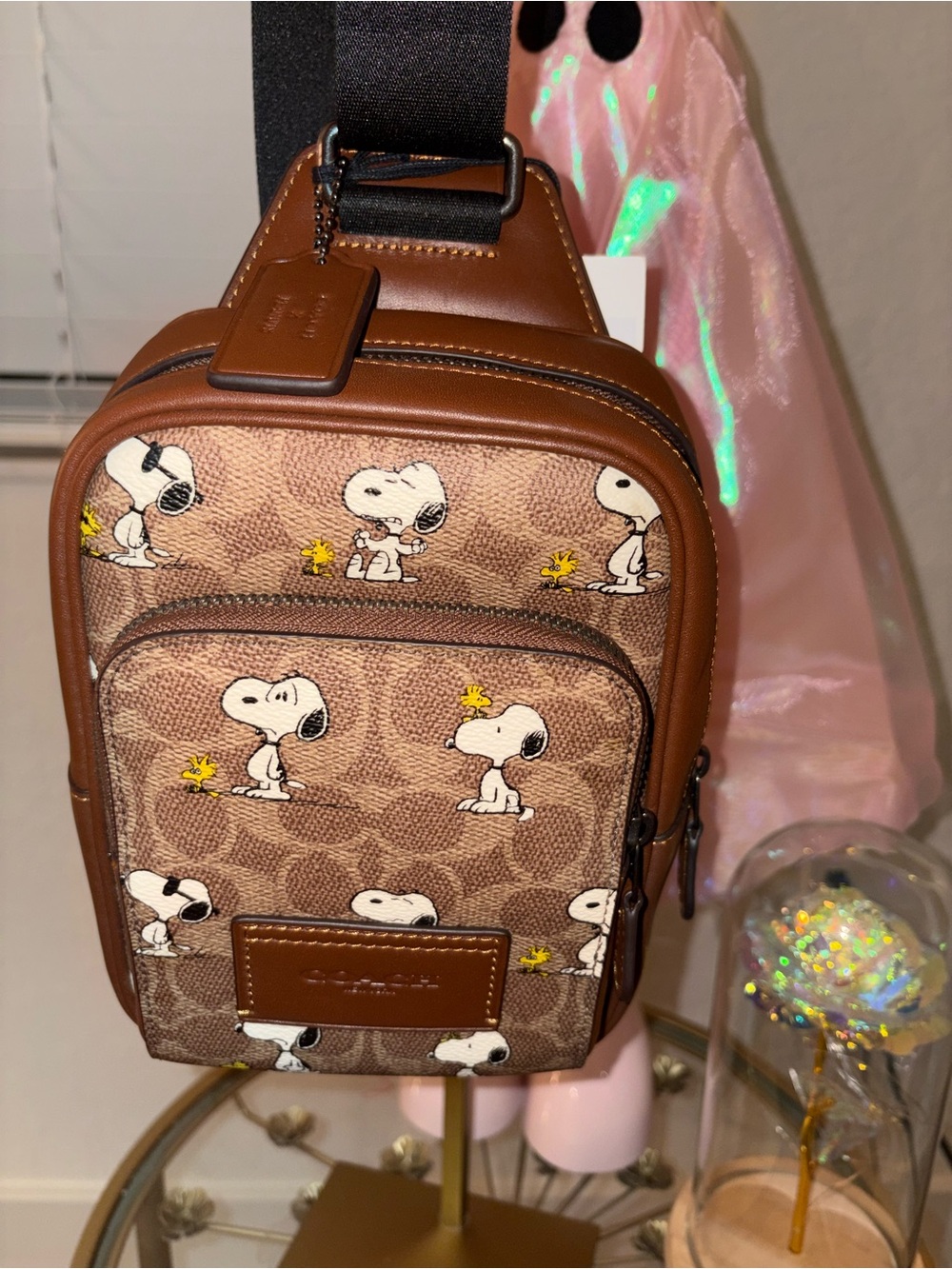 Coach Brown Snoopy & Woodstock Coated Canvas Crossbody bag